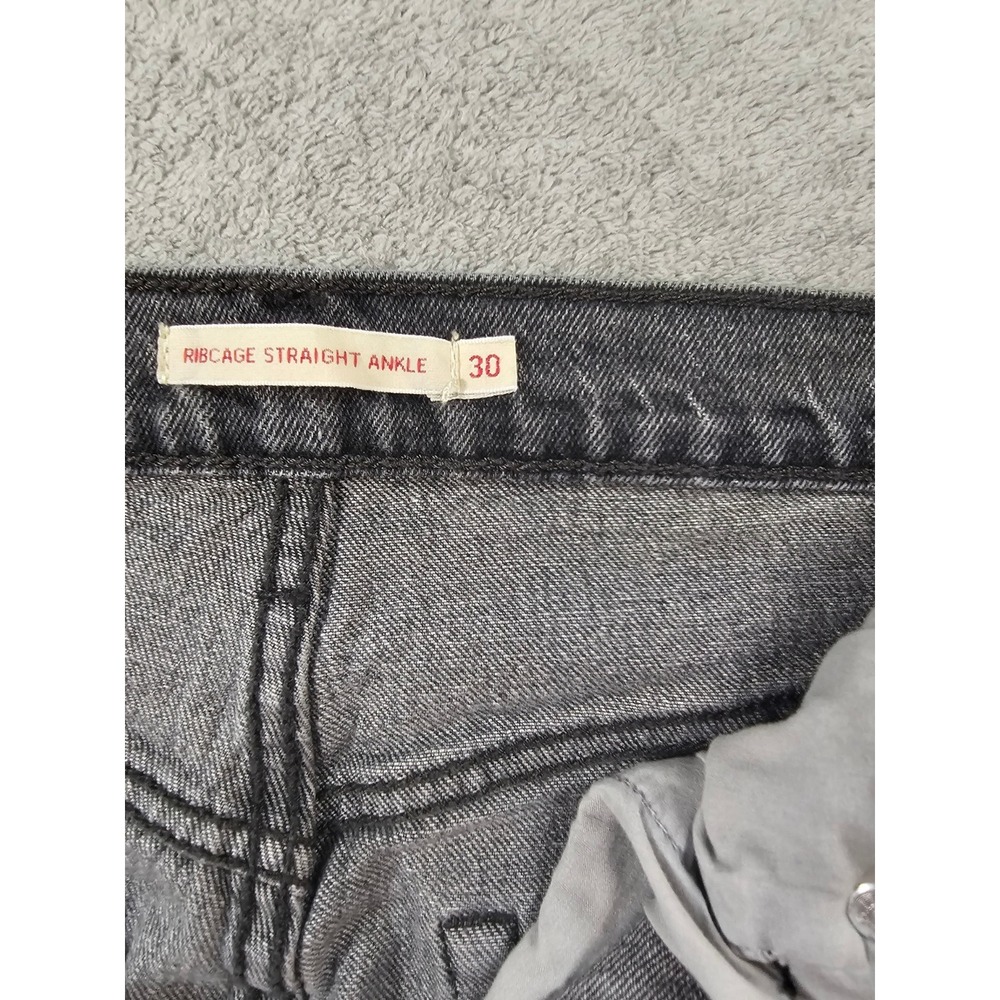 Levis Premium Ribcage Straight Ankle Jeans Faded Black High Rise button fly y2k - Picture 8 of 8